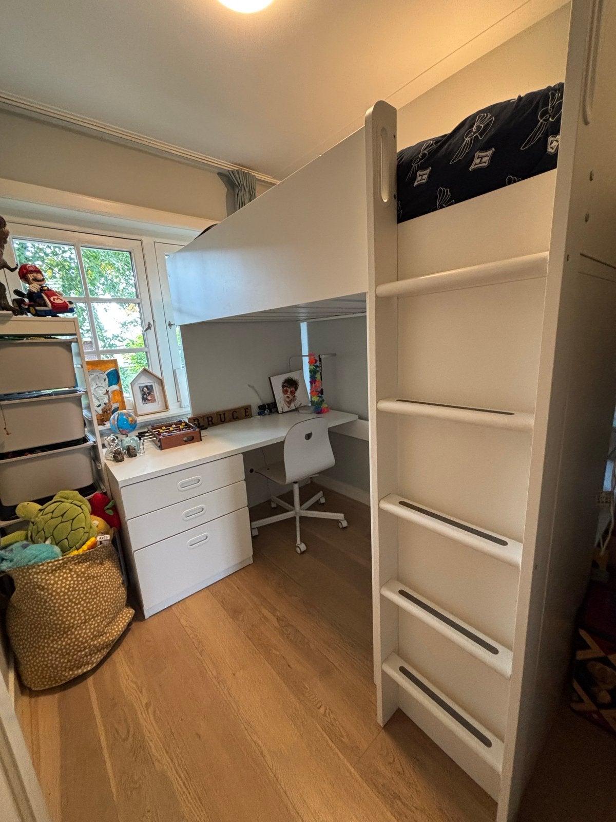 IKEA SMÅSTAD Hoogslaper met bureau en opbergruimte, Ophalen, Gebruikt, Eenpersoons, 200 cm