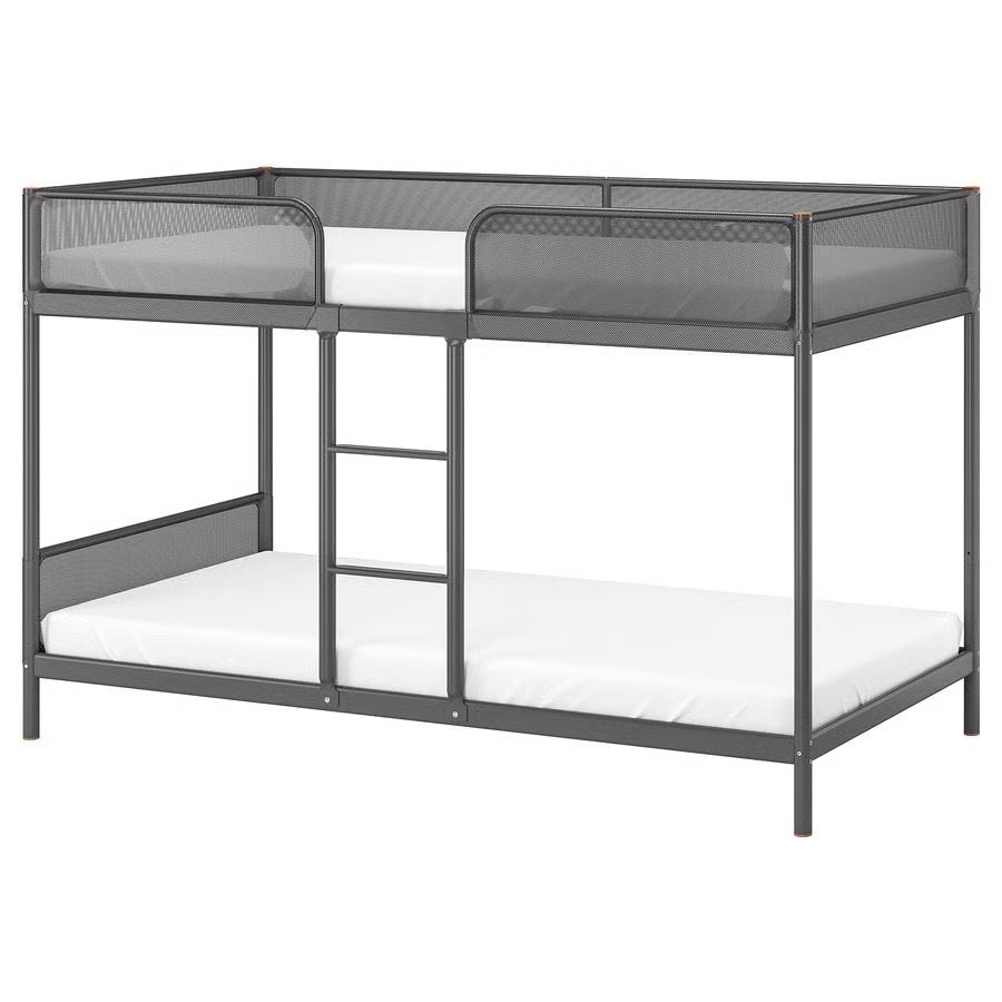 IKEA TUFFING Stapelbed met matrassen, 90x200 cm, Ophalen, 90 cm, Tweepersoons, Zo goed als nieuw