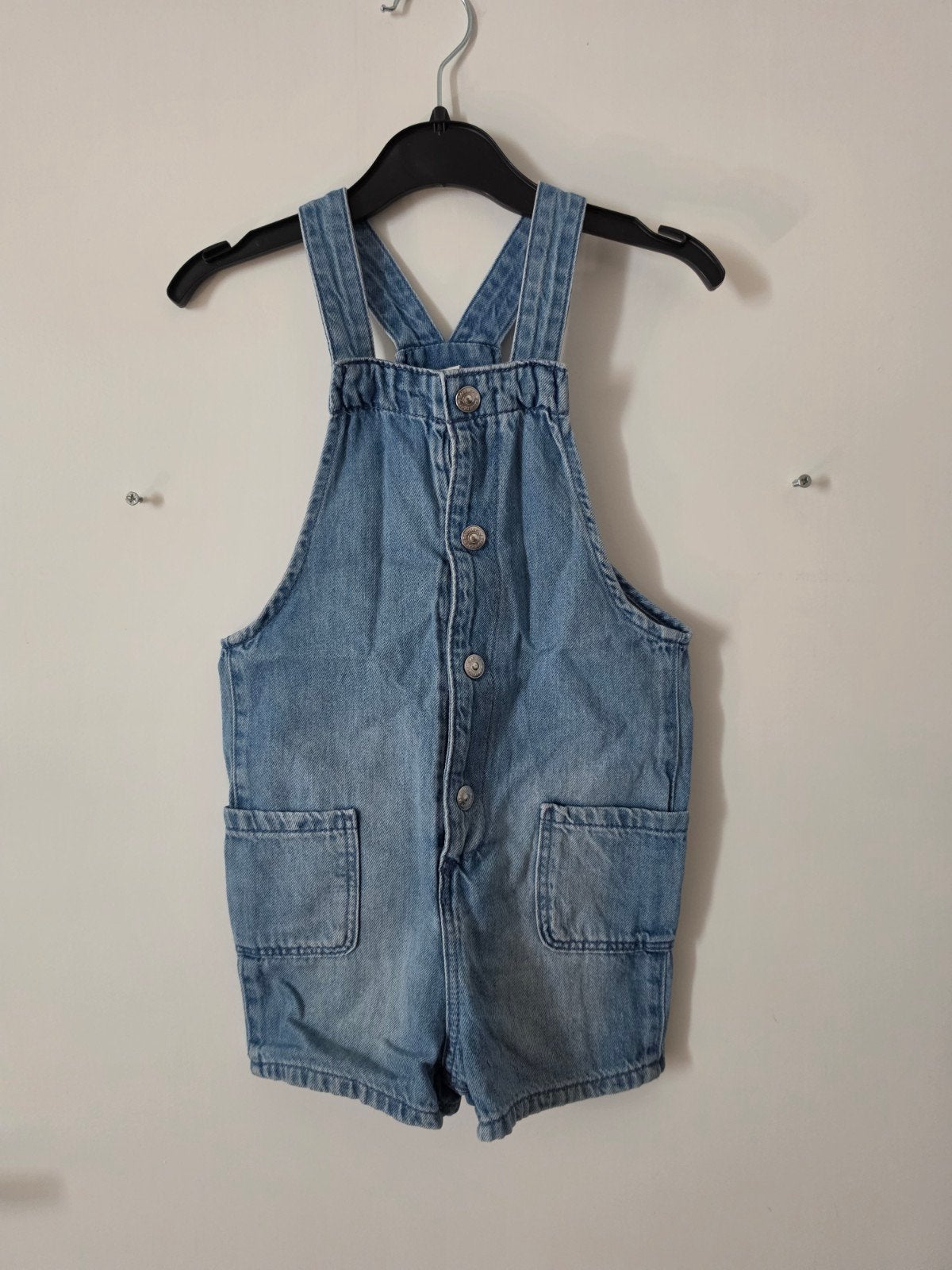 H&M unisex jeans tuinbroek denim jumpsuit 86 als nieuw, Broekje, Jongetje of Meisje, H&M, Ophalen of Verzenden