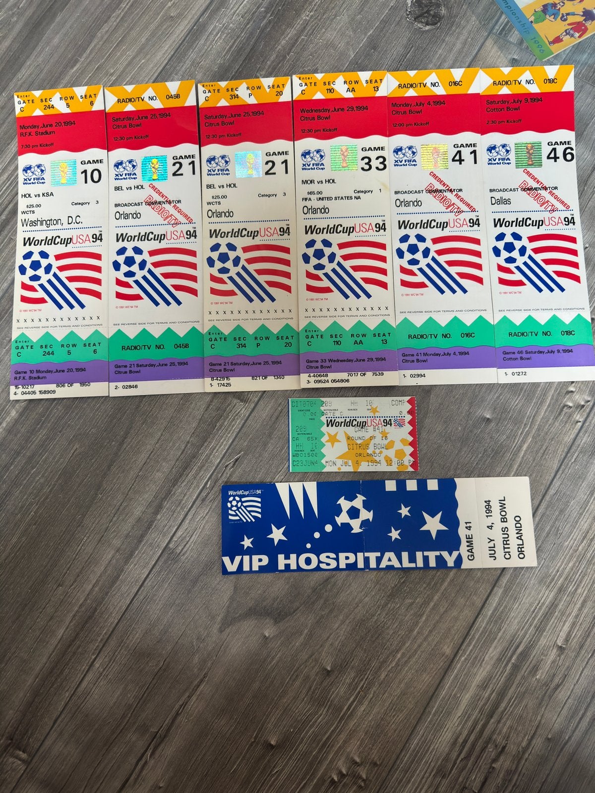 WK94 8 tickets waarvan 7 van het Nederlands Elftal, Ophalen of Verzenden, Overige binnenlandse clubs