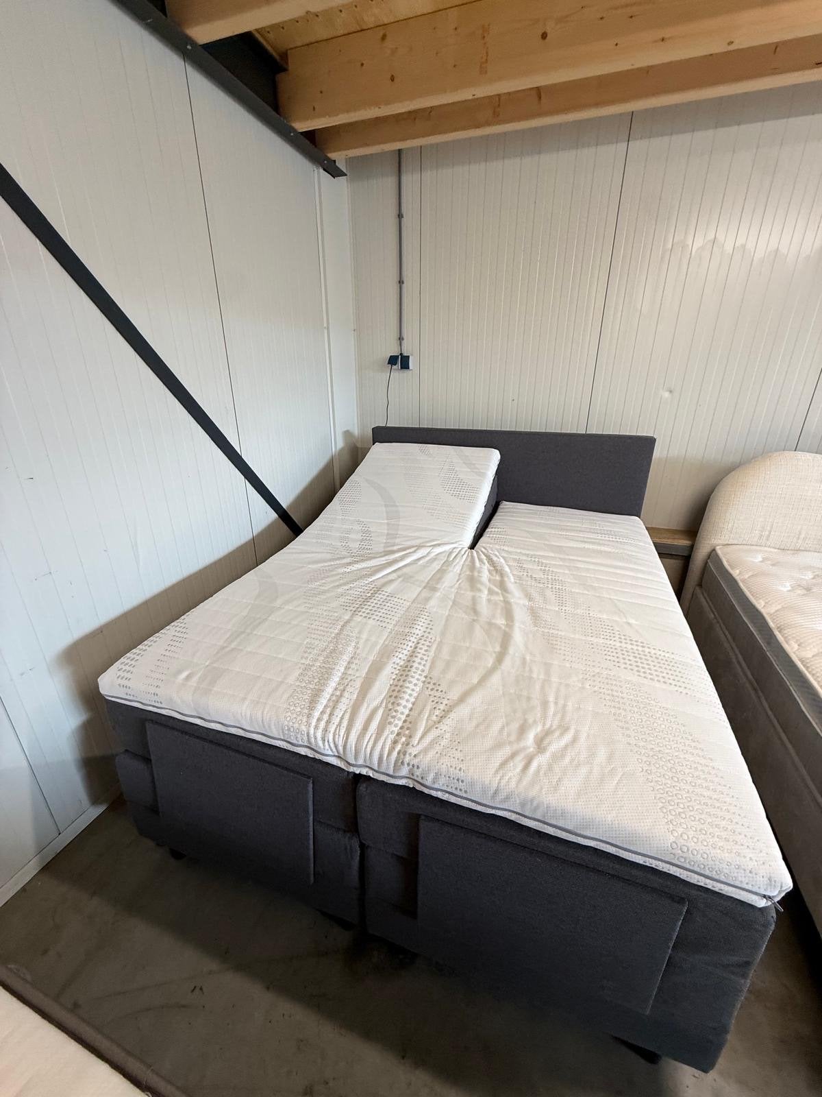 Elektrische Boxspring 160x200 Antraciet incl. luxe topper, Verstelbaar, Ophalen of Verzenden, 200 cm, 160 cm