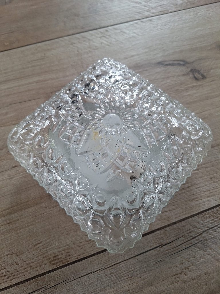 Vintage Plafonnière * Transparant * Diam 22 cm, Ophalen of Verzenden, Zo goed als nieuw, Glas