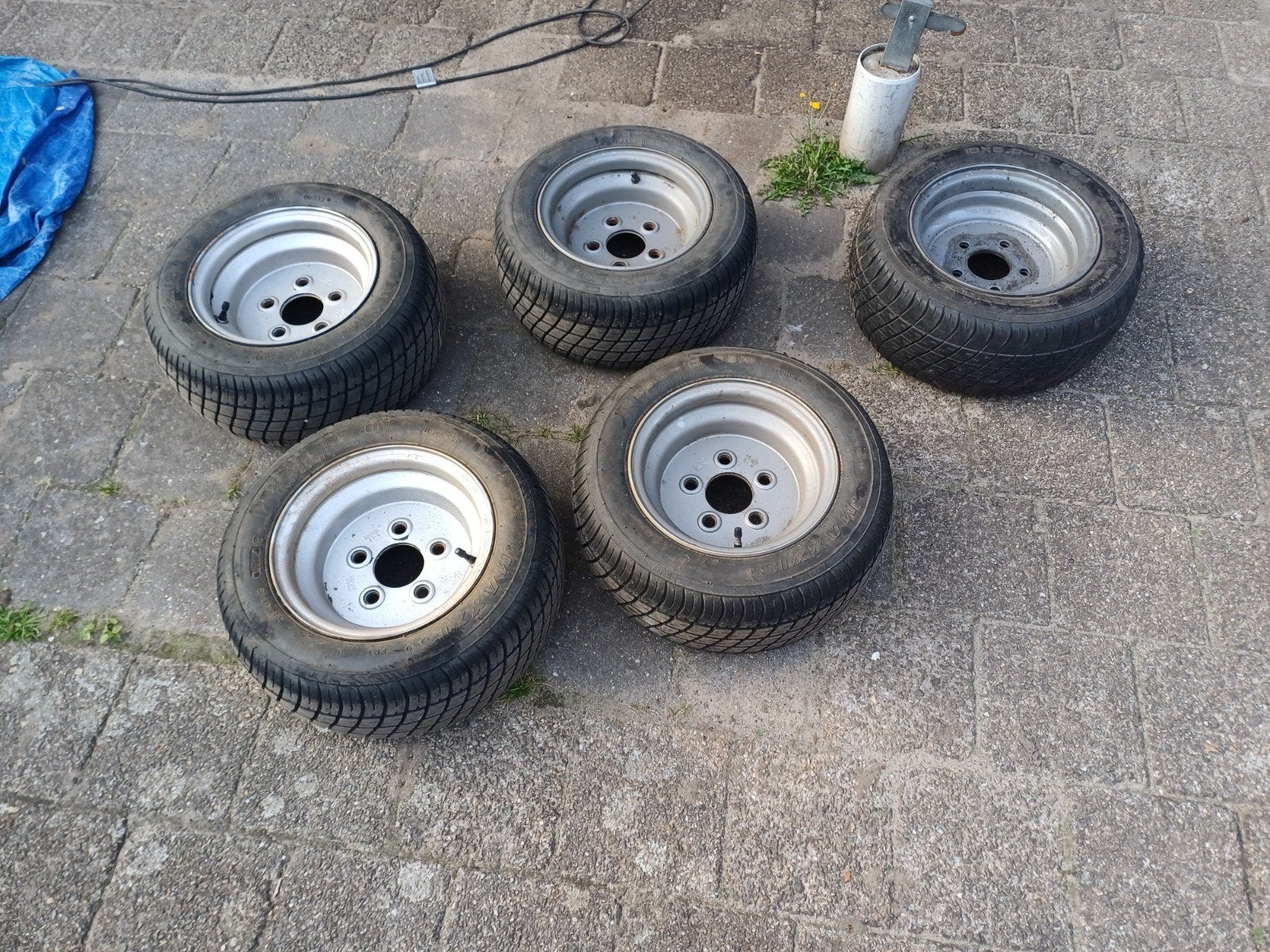 5x 195/50 b10 aanhanger wielen set 5x112 10 inch 4x maxxis, Ophalen of Verzenden, Gebruikt