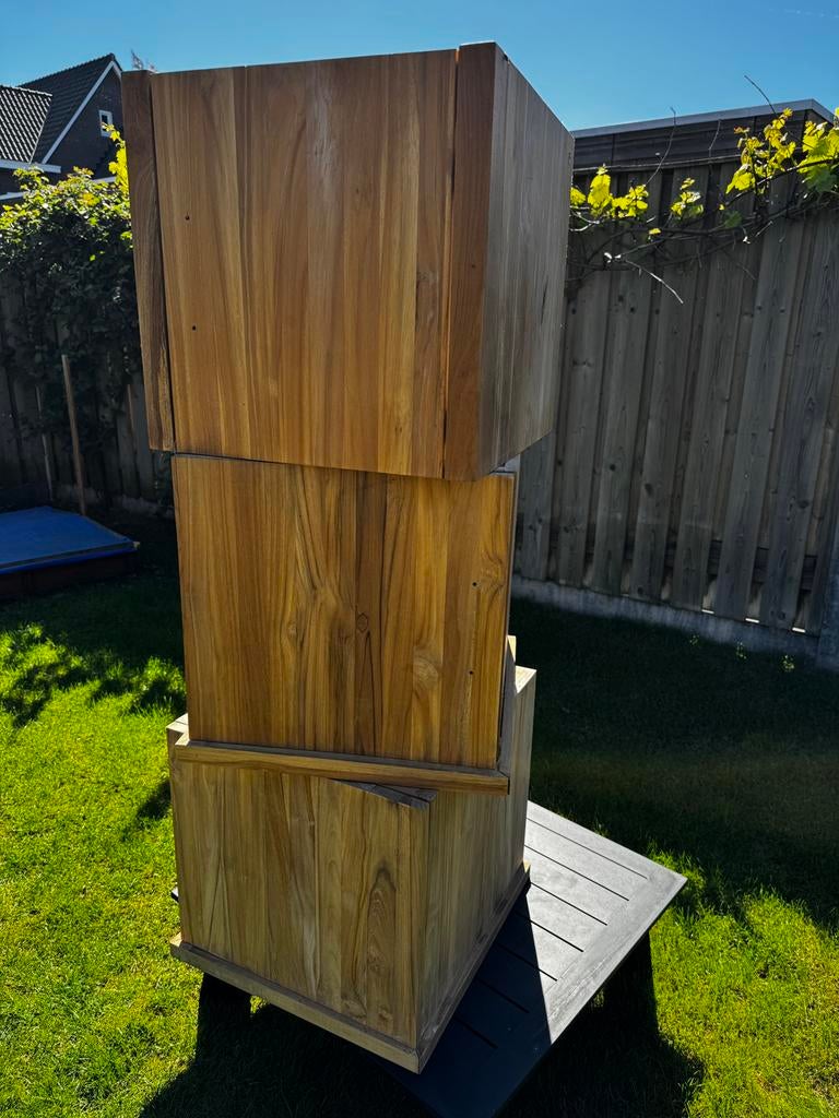 Set van 3 Massief Teakhouten kasten incl. Montage & Hendels, Huis en Inrichting, Kasten | Wandmeubels, Zo goed als nieuw, Minder dan 100 cm