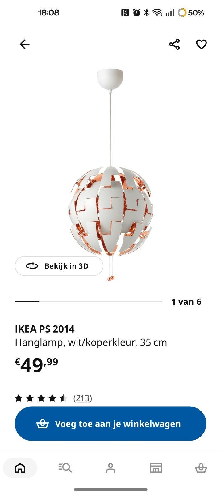 IKEA PS 2014 Hanglamp, Ophalen, Modern, Scandinavisch, Zo goed als nieuw, Minder dan 50 cm