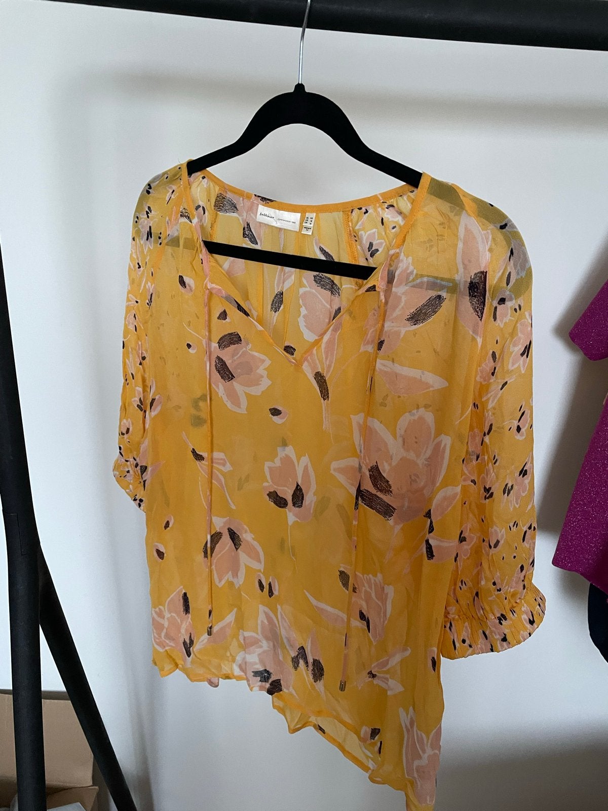 InWear Gele Blouse met Bloemenprint - Maat 40, Ophalen of Verzenden, Zo goed als nieuw, Maat 38/40 (M), Geel