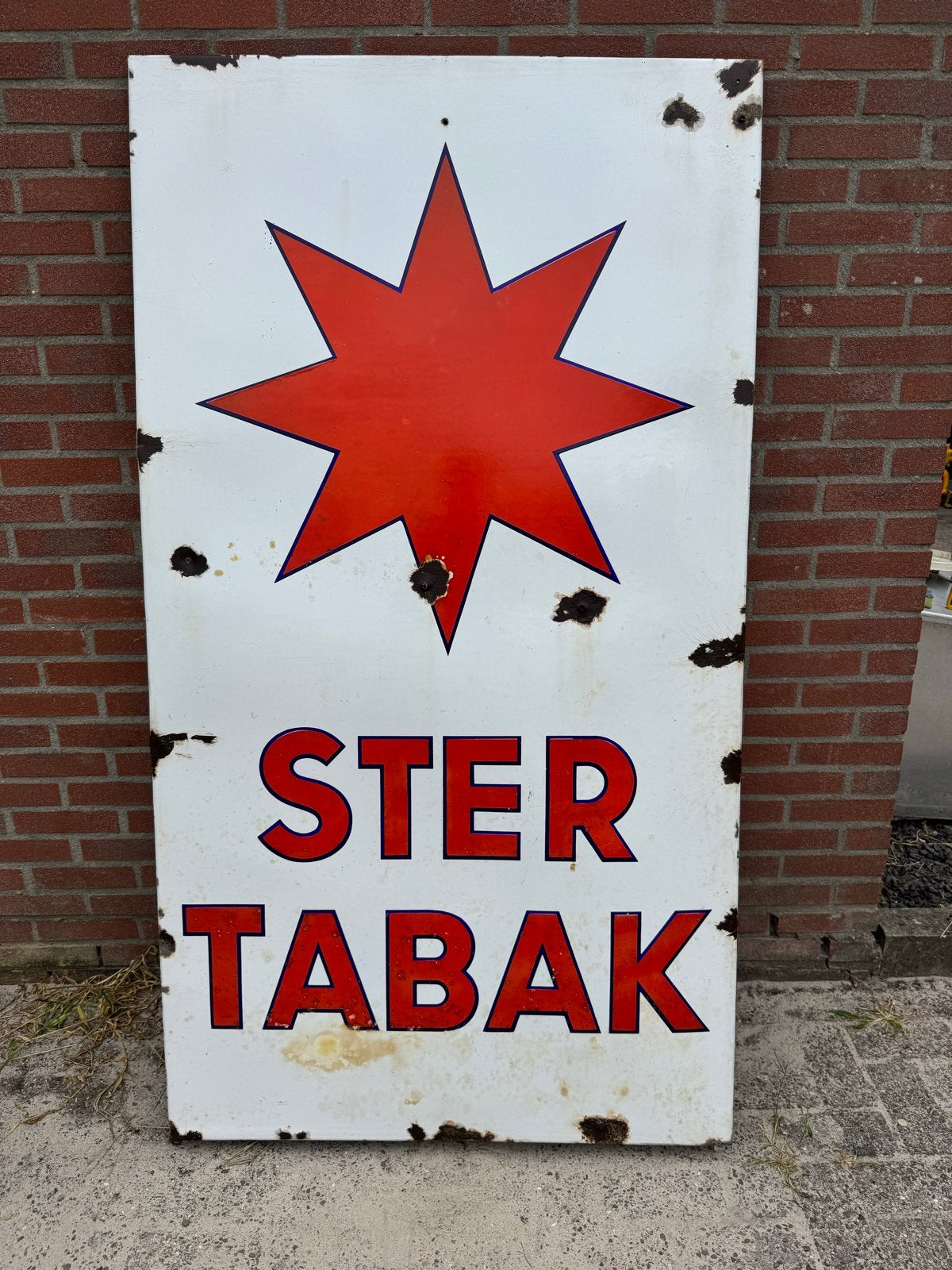 Vintage Ster Tabak Emaille Reclamebord, Ophalen, Reclamebord, Gebruikt, .