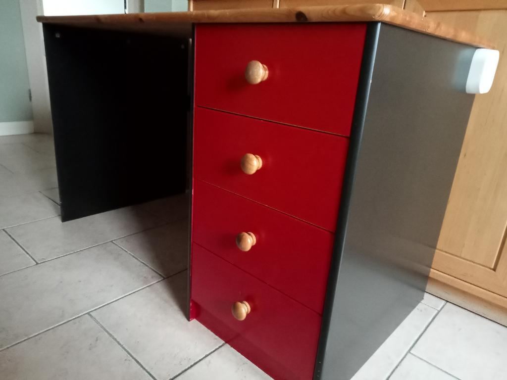 Bureau grenen, Ophalen, Gebruikt, Rood, Hout