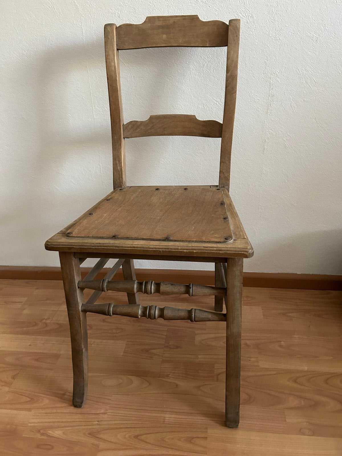 Vintage brocante antieke houten stoel, Ophalen, Gebruikt, Bruin, Eén