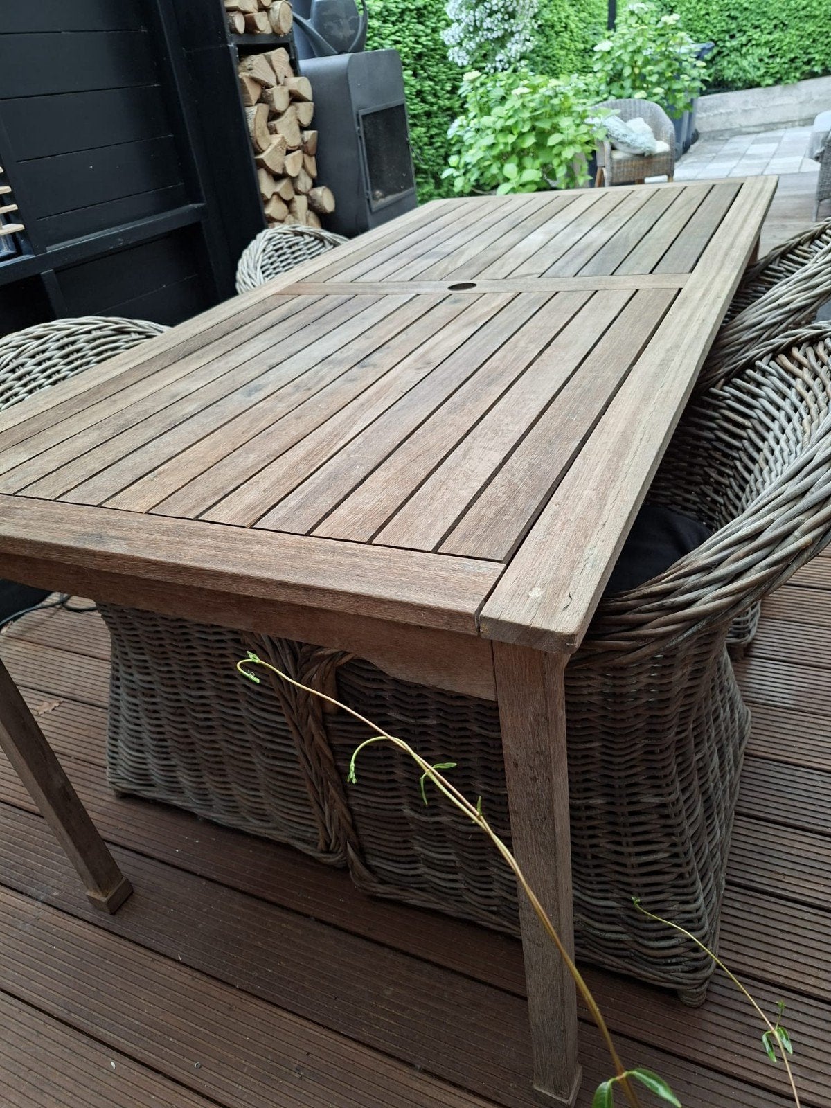 Hardhouten tuintafel zonder de stoelen, Ophalen, Gebruikt, Hout