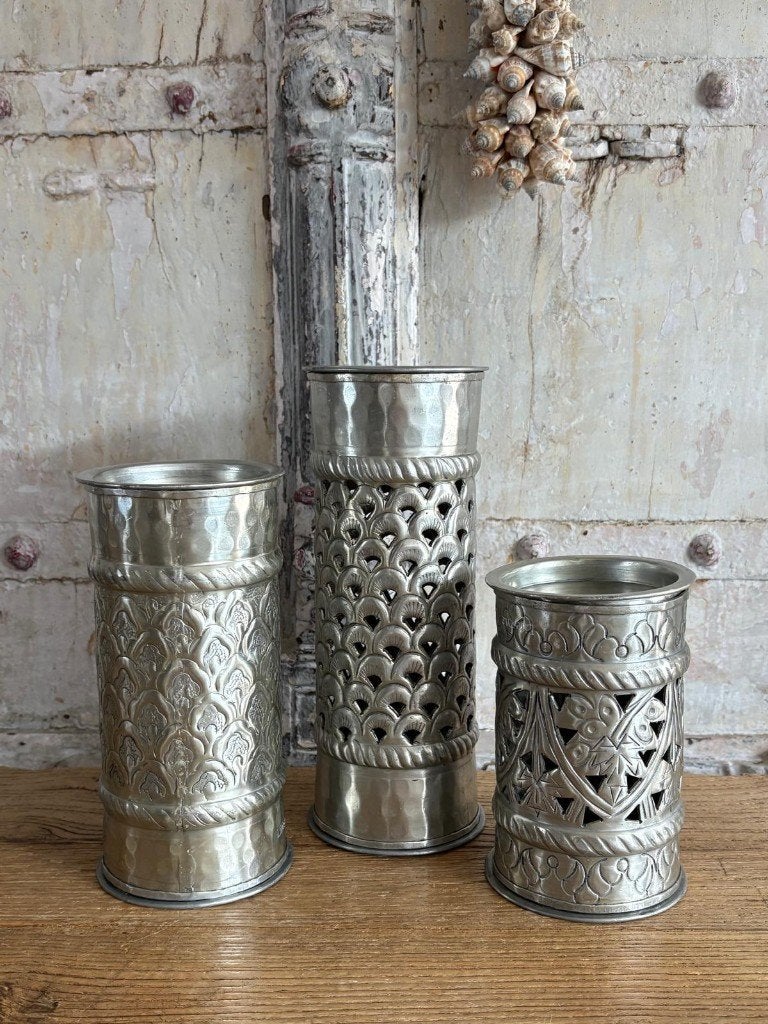 Filigrain waxinelicht kandelaar uit India set van 3, Ophalen of Verzenden, Kandelaar