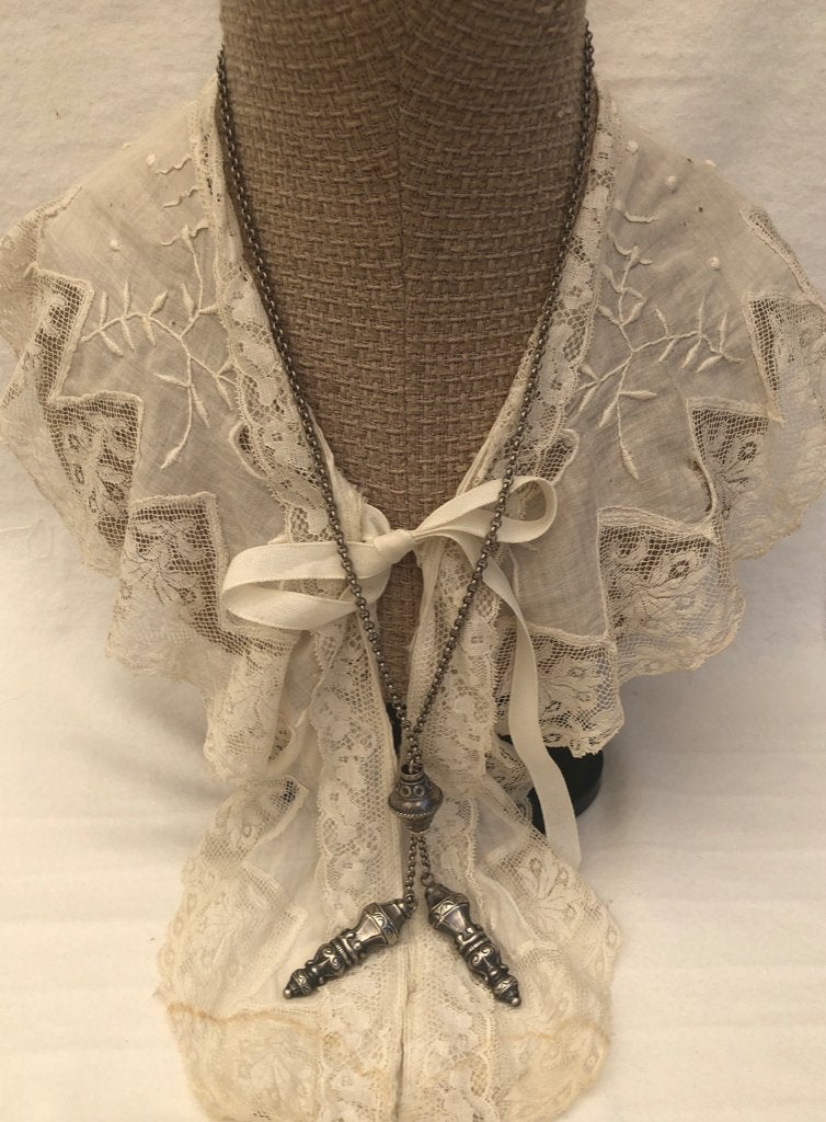 vintage ketting breidoppen, Ophalen of Verzenden, Gebruikt, Zilver, Overige materialen