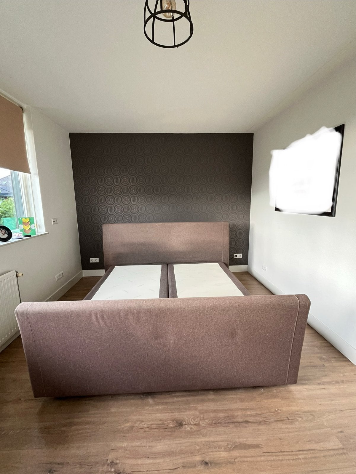 Boxspring Pullman 180 cm breed x 200 cm lang, Ophalen, Gebruikt, Bruin, Tweepersoons