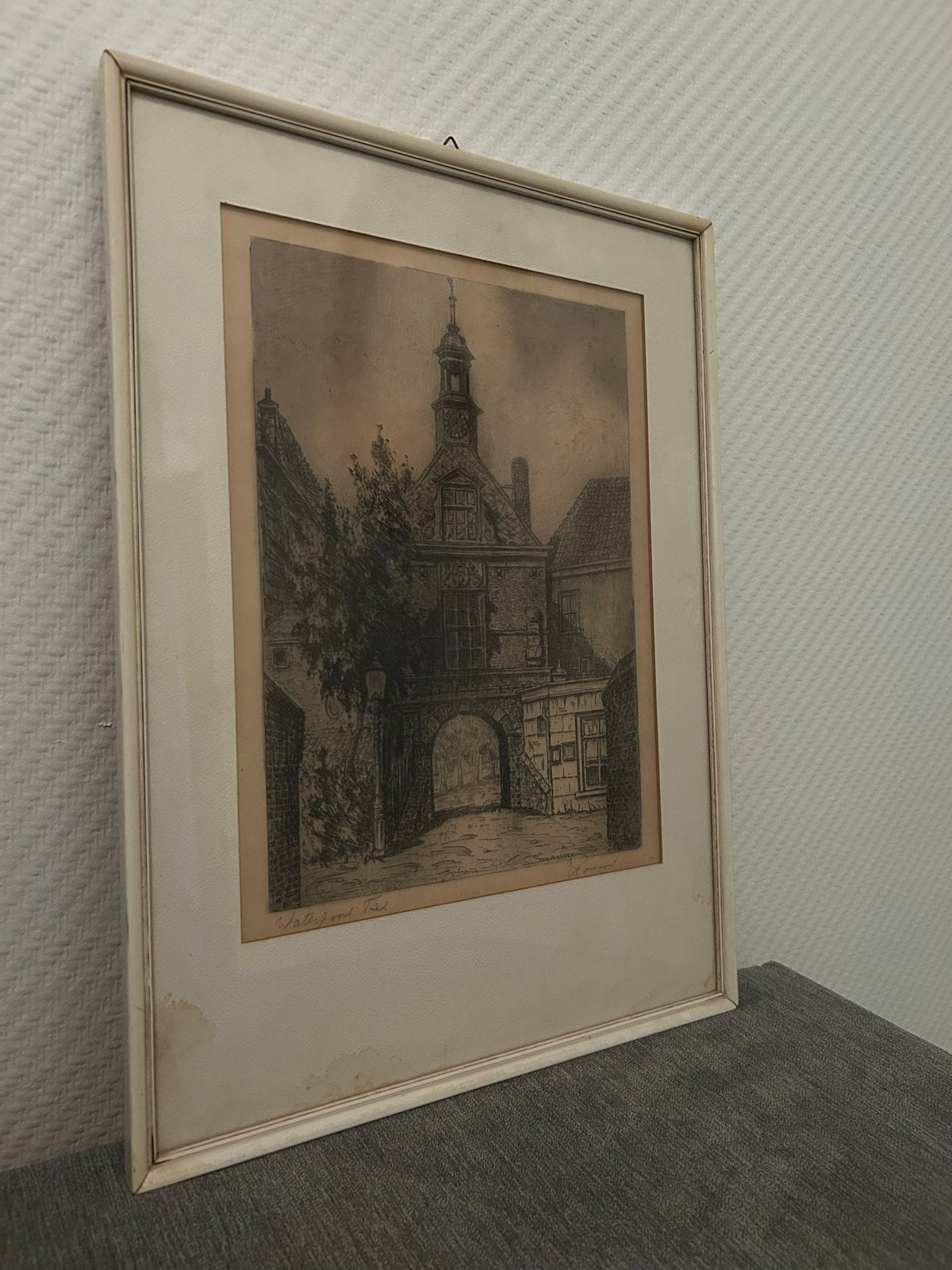 Ets van Waterpoort Tiel door Johan Ponsioen, Antiek en Kunst, Ets, Stadsgezicht, Ophalen of Verzenden, Gesigneerd