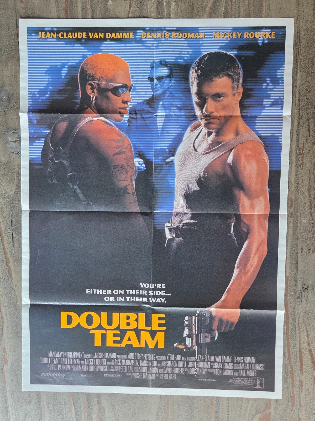 Double Team Film Poster - Jean-Claude Van Damme, Rechthoekig Staand, Ophalen of Verzenden, Zo goed als nieuw, A1 t/m A3