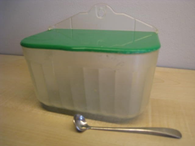 Vintage bakje voor zout met klein lepeltje, retro model !!, Ophalen of Verzenden, Gebruikt