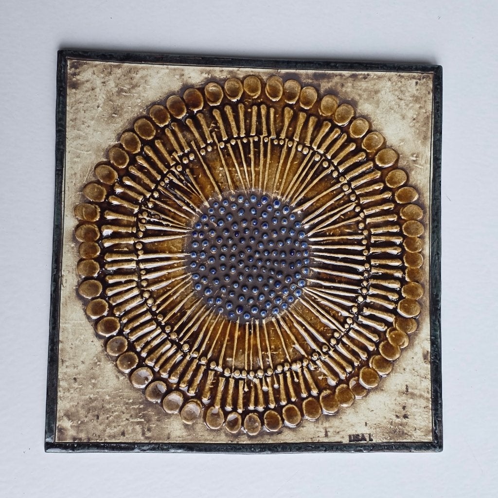 Zonnebloem keramische muurplaat Lisa Larson Gustavsberg, Antiek en Kunst, Ophalen of Verzenden
