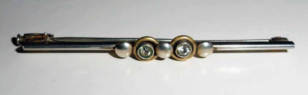 Broche Zilveren Dasspeld Zirkona Rondjes Strak Modern cirkel, 4 tot 7 cm, Verzenden, Zo goed als nieuw, Zilver
