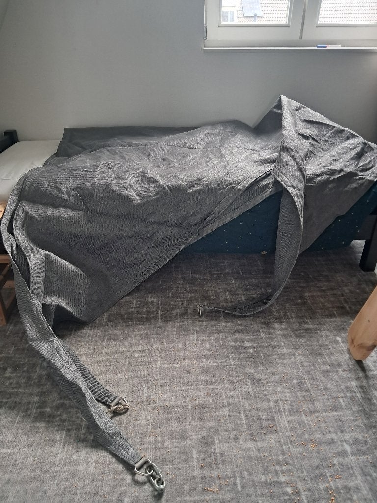 Zonnedoek scherm schaduwdoek grijs zgan, Tuin en Terras, Schaduwdoeken, Ophalen, Zo goed als nieuw