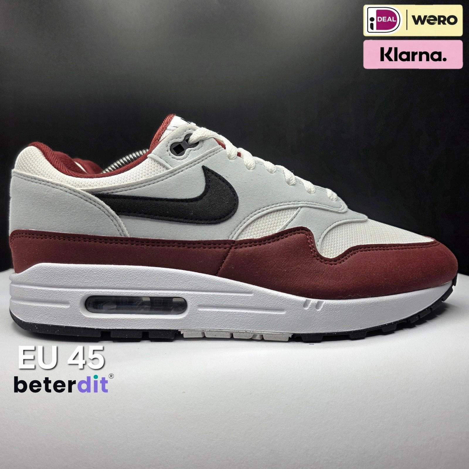 Nike Air Max 1 'Dark Team Red' Maat: 45, Nike air max, Ophalen of Verzenden, Nike, Nike