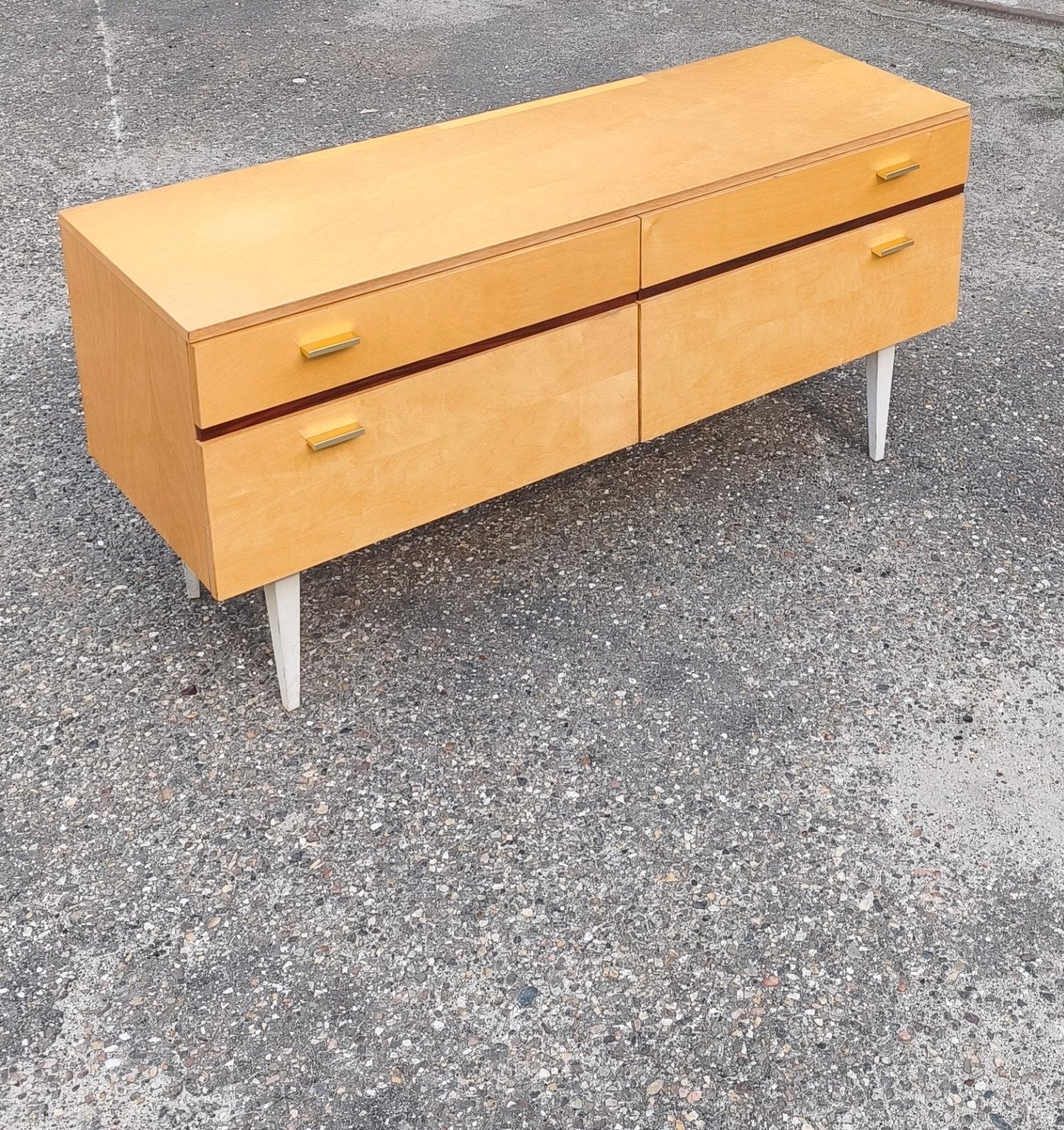 laag vintage jaren 60 dressoir kaptafel, Ophalen, Gebruikt, 100 tot 150 cm, 25 tot 50 cm