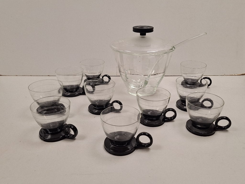 * Art Deco glazen bowl set Leerdam, Ophalen