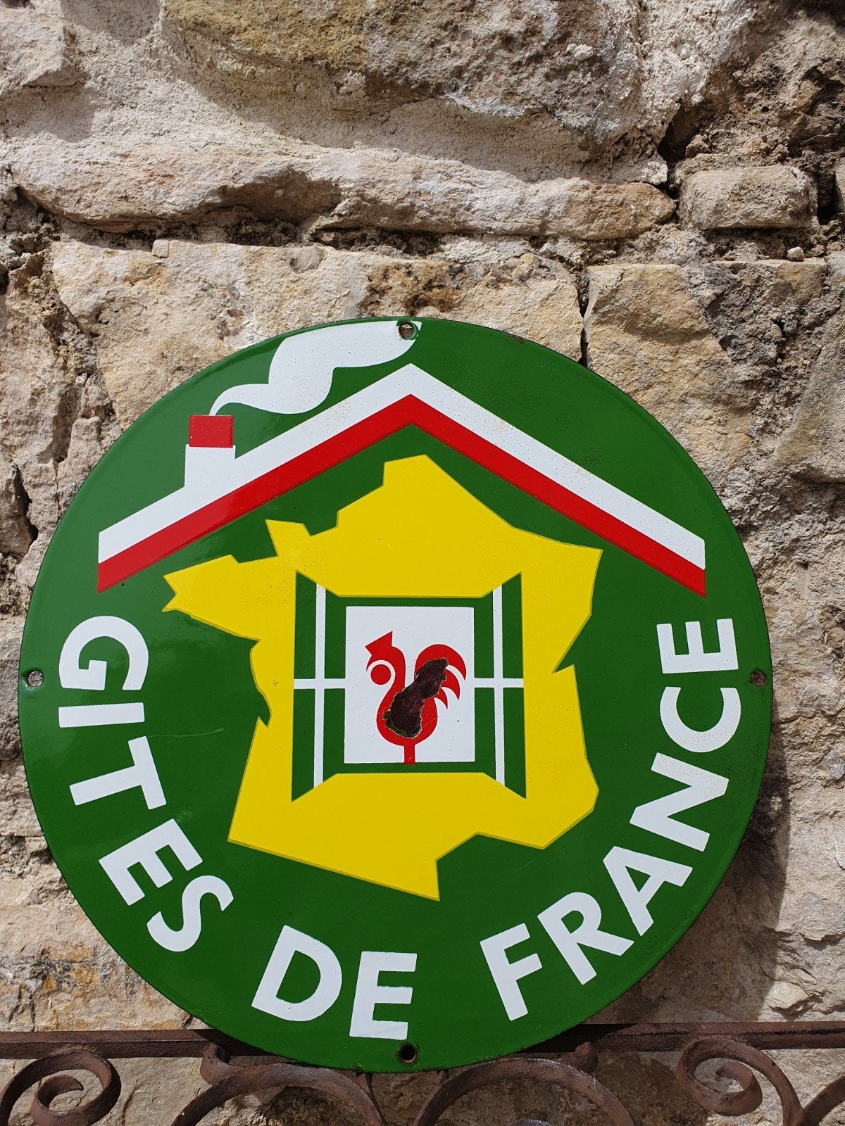 Prachtig antiek Frans emaille bord: GITES DE FRANCE, Ophalen of Verzenden