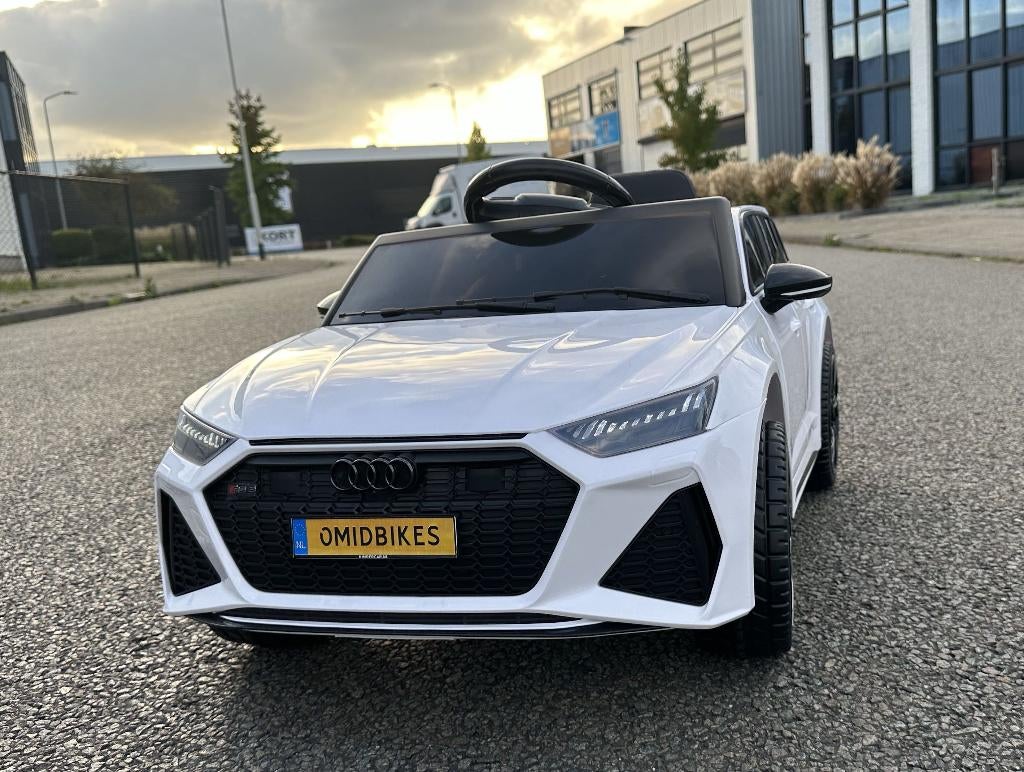 Kinder Auto Audi RS6 12v wit RC - Leder - Rubberband NIEUW, Ophalen of Verzenden, Nieuw