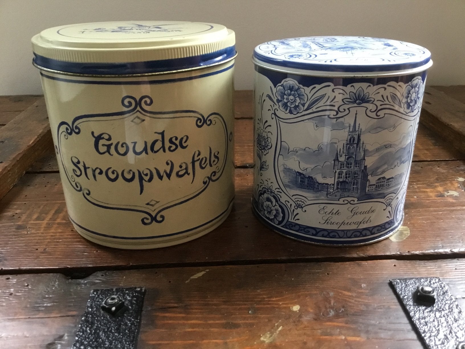Goudse Stroopwafelblikken., Ophalen of Verzenden, Gebruikt, Koek(jes), Overige merken