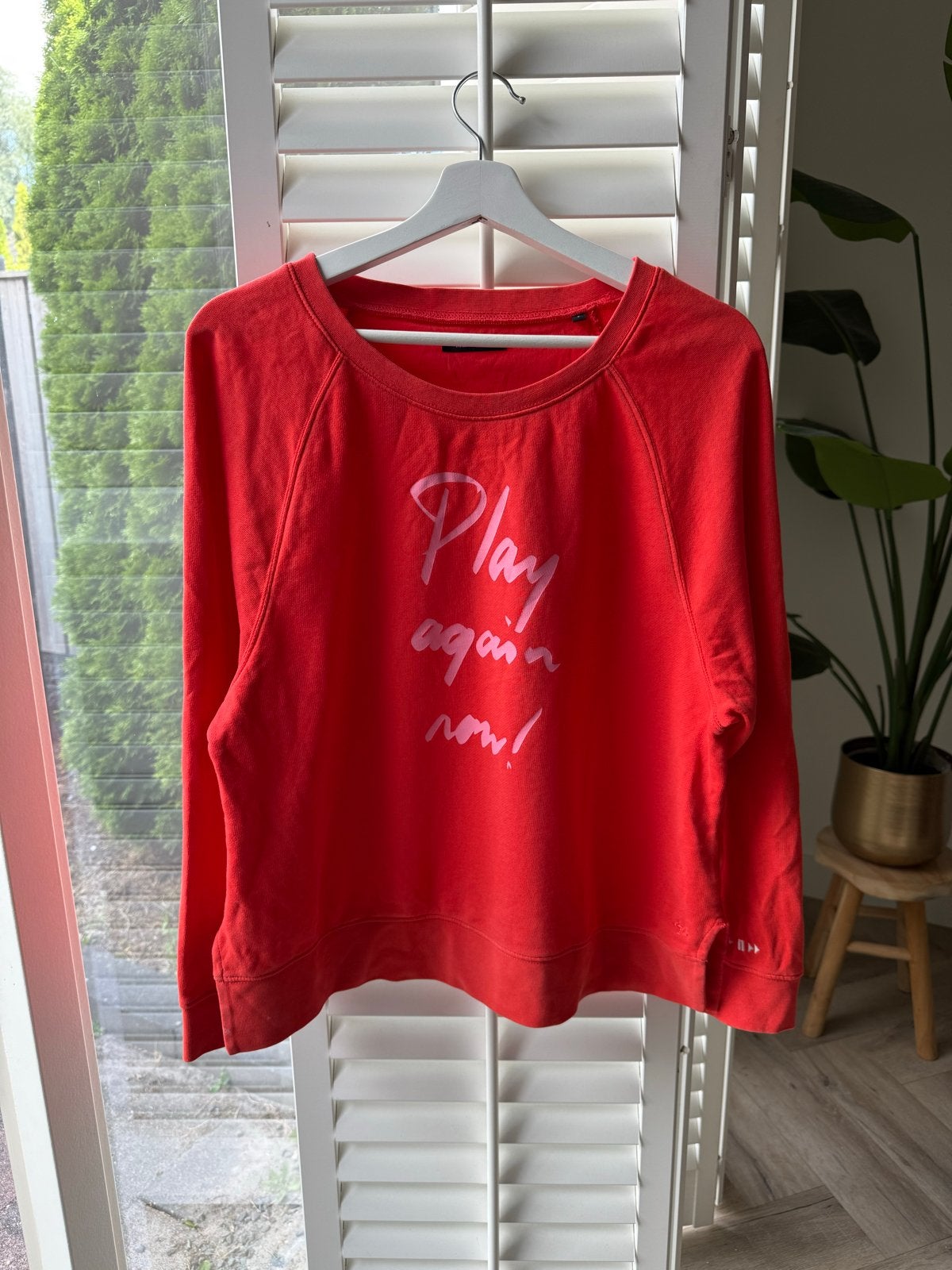 Marco Polo sweater maat M - Oranje met 'Play again now!', Ophalen of Verzenden, Gedragen, Maat 38/40 (M), Oranje