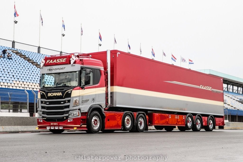 WSI SCANIA R 530 V8 CR20N MET KASTENOPLEGGER  FAASSE, Hobby en Vrije tijd, Ophalen of Verzenden, Nieuw, Bus of Vrachtwagen, Wsi