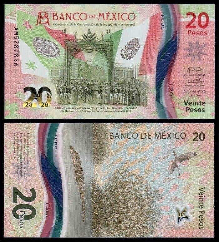 Mexico 2021, nieuwste herdenkingsbiljet van 20 pesos (UNC), Postzegels en Munten, Bankbiljetten | Amerika, Ophalen of Verzenden
