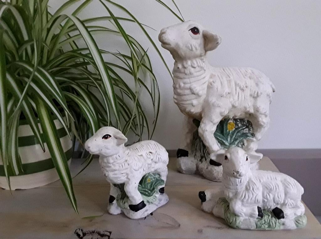 Beeld - beelden - schaap en lammeren - lammetjes - schapen, Ophalen of Verzenden, Gebruikt