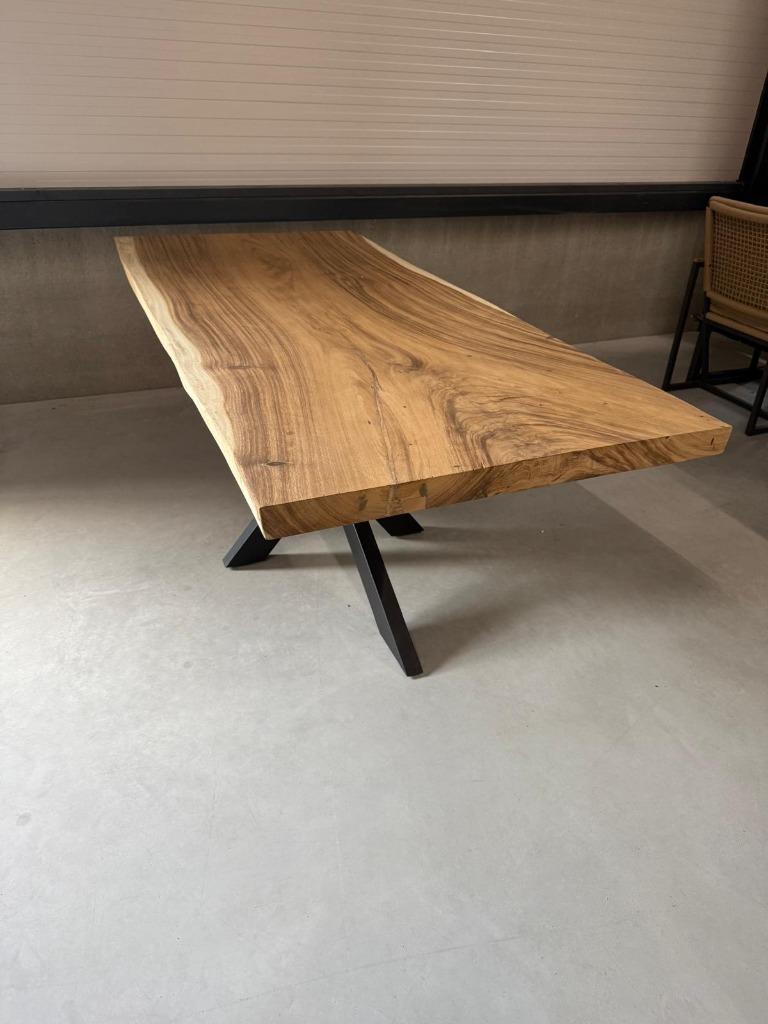Suar boomstamtafel 200x100cm NIEUW, Ophalen, Tuinzitters, Nieuw, Rechthoekig