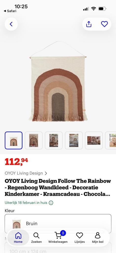 Wandkleed Regenboog OYOY, Ophalen