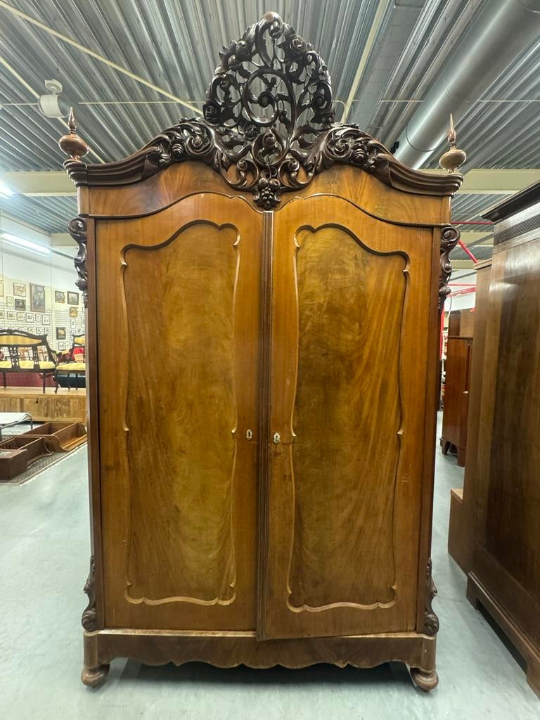 Hoge! Antieke Biedermeier Kuifkast, Mahonie, 1820, Ophalen