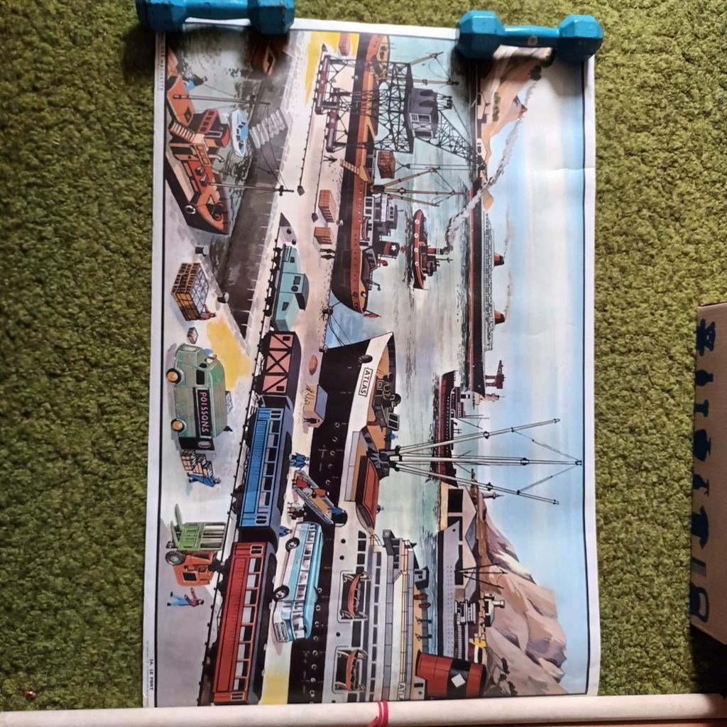 Vintage Havenzicht Poster, Ophalen, Stad- en Dorpsgezichten