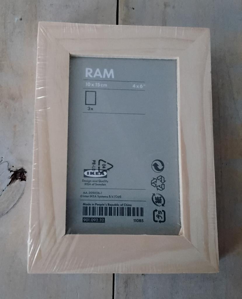 Ikea RAM - pak met 3 houten fotolijsten - onbewerkt grenen -, Huis en Inrichting, Woonaccessoires | Lijsten, Nieuw, Minder dan 50 cm