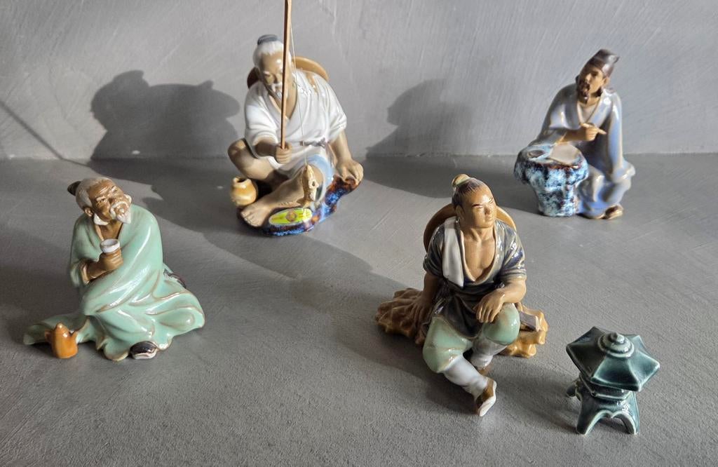 Antieke Chinese Shiwan Mudmen Beeldjes - Set van 4, Antiek en Kunst, Kunst | Beelden en Houtsnijwerken, Ophalen of Verzenden