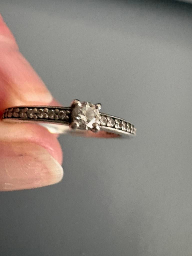 Ti sento zilveren ring met strass steentjes mt 17, Ophalen of Verzenden, Zo goed als nieuw, 17 tot 18, Dame