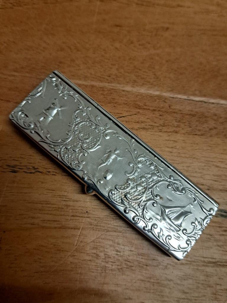 Antiek zilveren postzegeldoosje, Antiek en Kunst, Ophalen of Verzenden