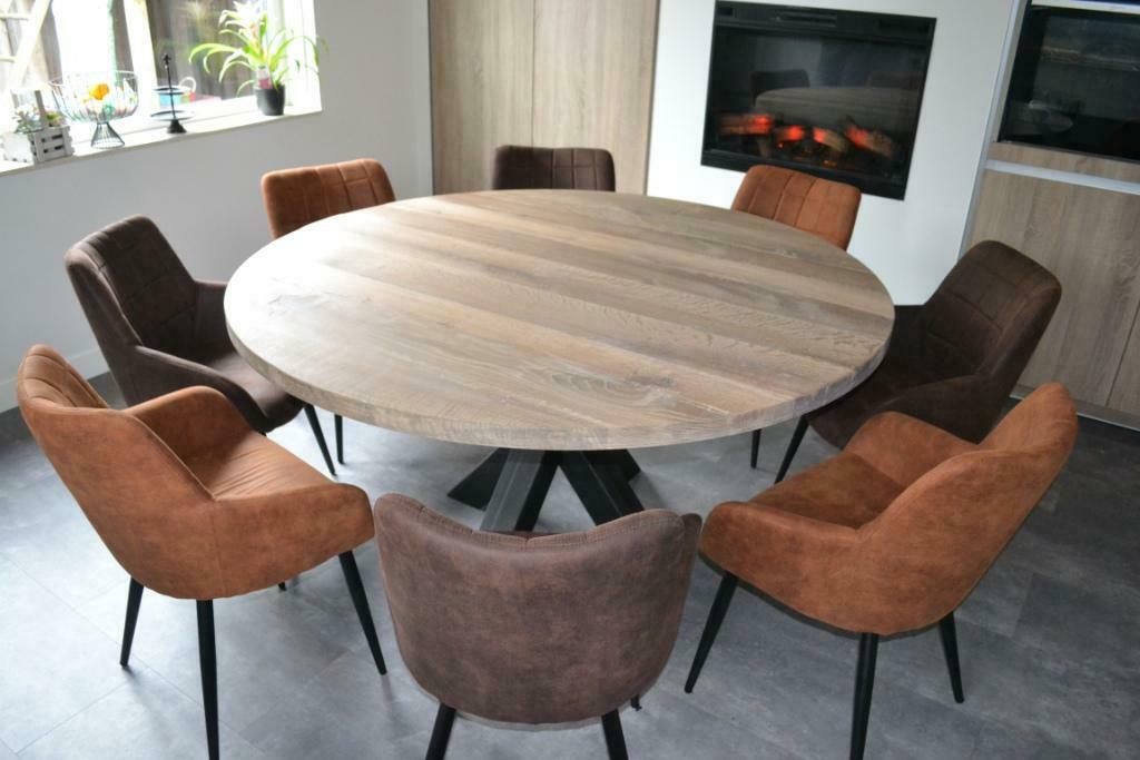 Ronde Eiken Tafels, Huis en Inrichting, Tafels | Eettafels, Nieuw, Vijf personen of meer, 100 tot 150 cm, 100 tot 150 cm