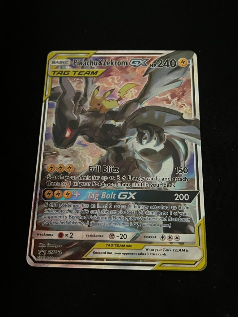 Pikachu & Zekrom GX SM168 NM, Ophalen of Verzenden, Zo goed als nieuw, Losse kaart, Foil