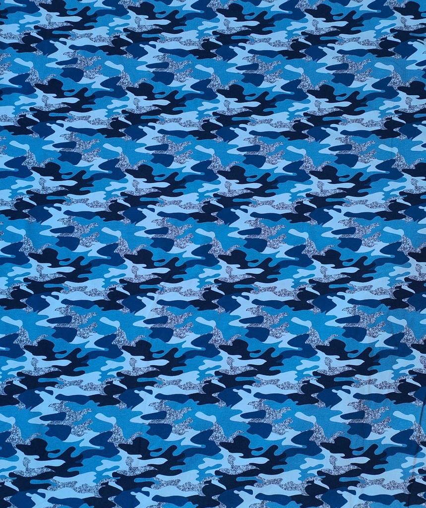 Katoen stof jersey tricot restant stof blue oase, 120 cm of meer, Nieuw, Ophalen of Verzenden, Katoen