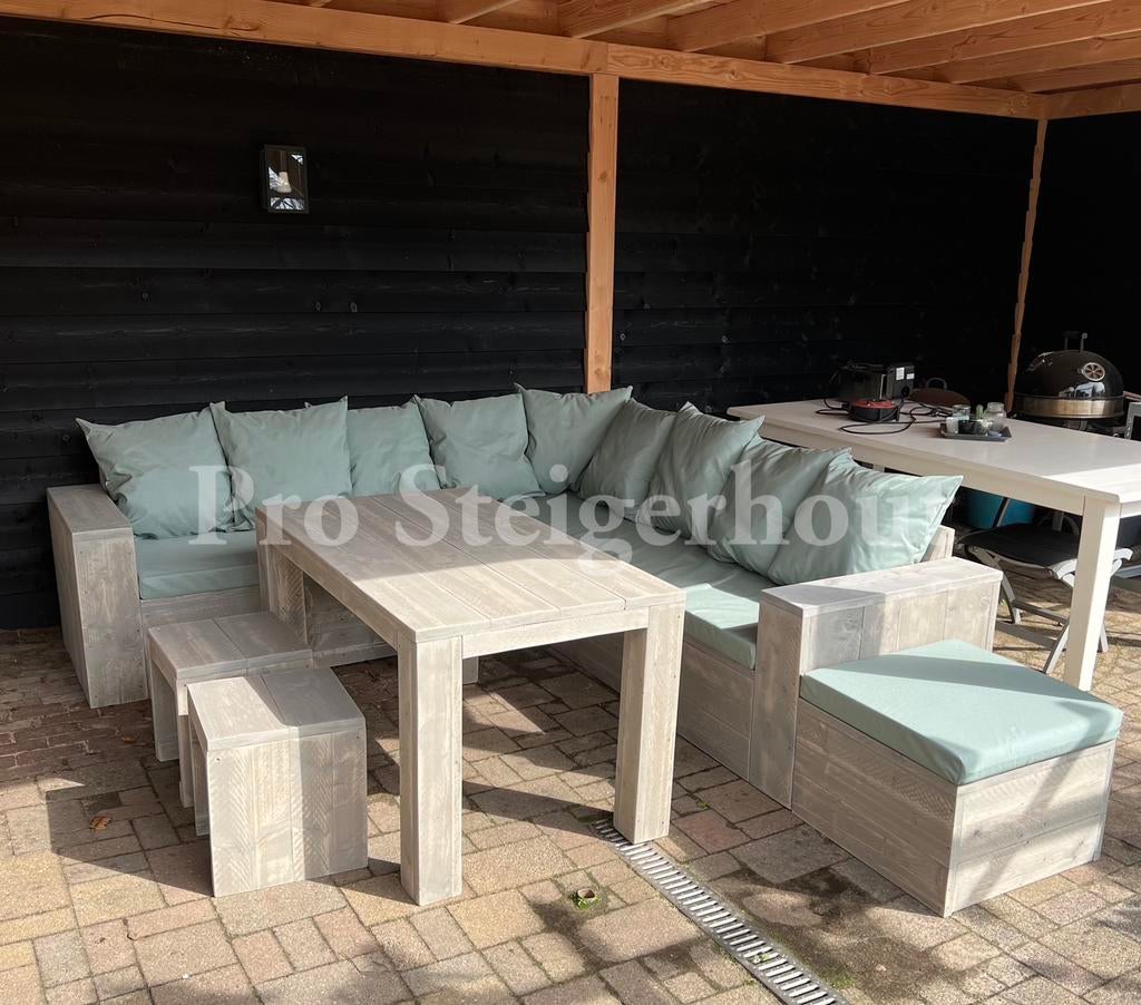 Steigerhout Loungeset Loungebank Hoekbank Tuinbank Tuinset, Tuin en Terras, Tuinsets en Loungesets, Nieuw, Loungeset, Steigerhout