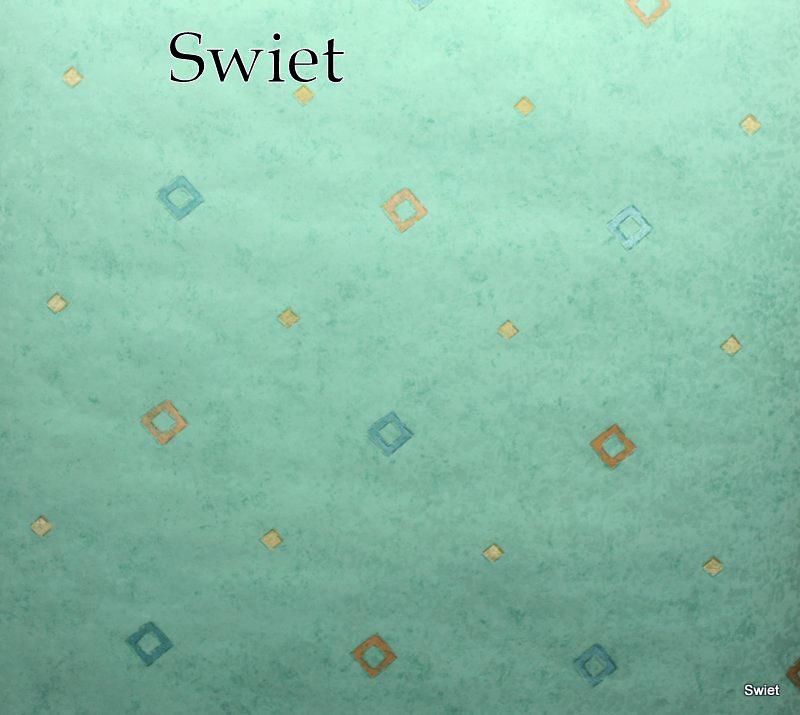 7776 Turquoise ruitjes behang blauw en zalm swiet, Ophalen of Verzenden, 50 tot 75 m², Blauw