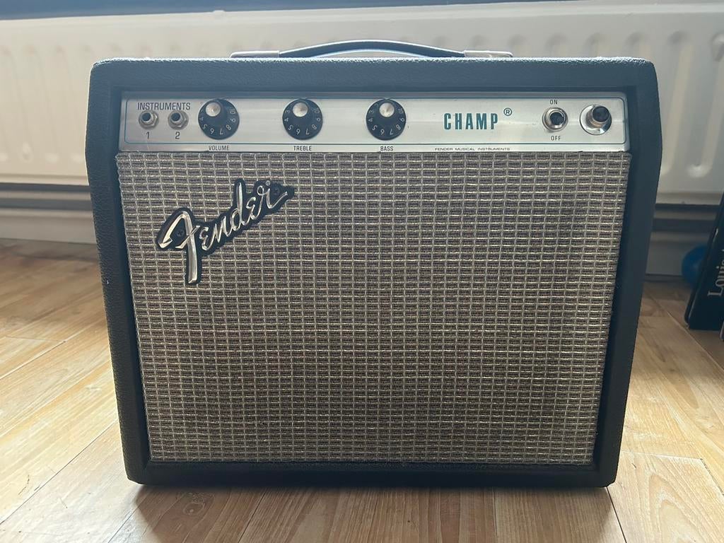Fender Champ Silverface 1976, Ophalen, Gebruikt, Gitaar, Minder dan 50 watt