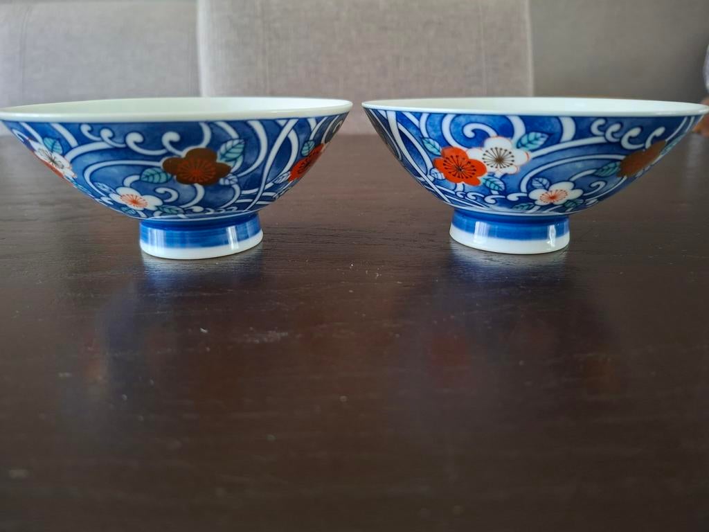 Twee Chinese blauwe schaaltjes met bloemmotief, Ophalen of Verzenden
