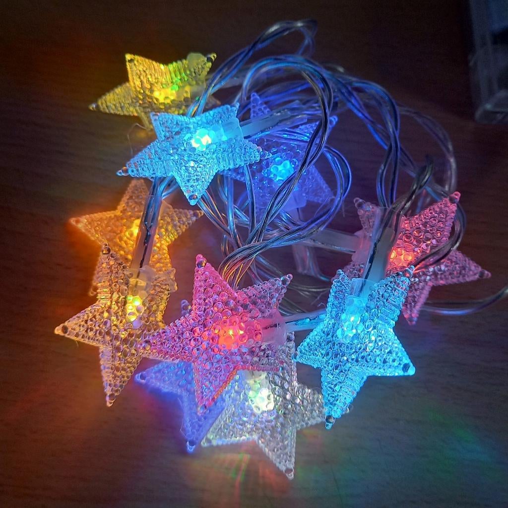 Leuke gekleurde sterren Kerstverlichting op batterijen, Diversen, Kerst, Ophalen of Verzenden
