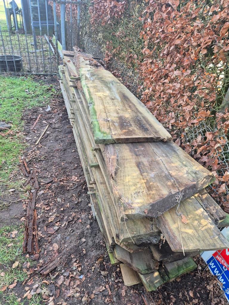 Boomstam planken - 1x geïmpregneerd, Tuin en Terras, Palen, Balken en Planken, Ophalen, Gebruikt